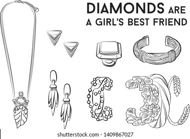 jewelry set Fashion vector illustration vector  object isolated ring earrings necklace bracelet