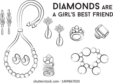 jewelry set Fashion vector illustration vector  object isolated ring earrings necklace bracelet