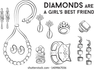 jewelry set Fashion vector illustration vector  object isolated ring earrings necklace bracelet