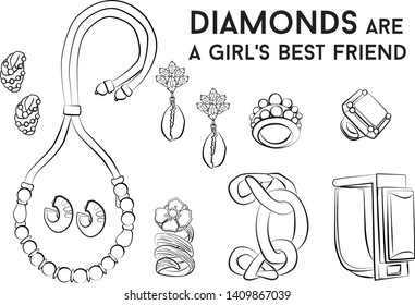 jewelry set Fashion vector illustration vector  object isolated ring earrings necklace bracelet