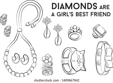 jewelry set Fashion vector illustration vector  object isolated ring earrings necklace bracelet