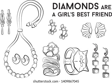 jewelry set Fashion vector illustration vector  object isolated ring earrings necklace bracelet