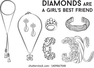 jewelry set Fashion vector illustration vector  object isolated ring earrings necklace bracelet