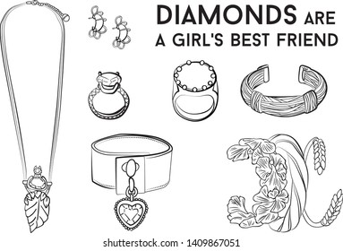 jewelry set Fashion vector illustration vector  object isolated ring earrings necklace bracelet