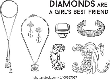 jewelry set Fashion vector illustration vector  object isolated ring earrings necklace bracelet