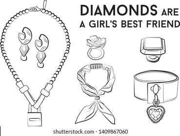 jewelry set Fashion vector illustration vector  object isolated ring earrings necklace bracelet