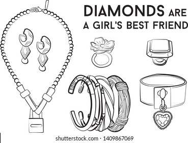 jewelry set Fashion vector illustration vector  object isolated ring earrings necklace bracelet