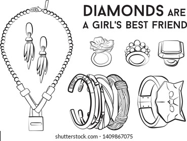 jewelry set Fashion vector illustration vector  object isolated ring earrings necklace bracelet