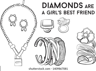 jewelry set Fashion vector illustration vector  object isolated ring earrings necklace bracelet