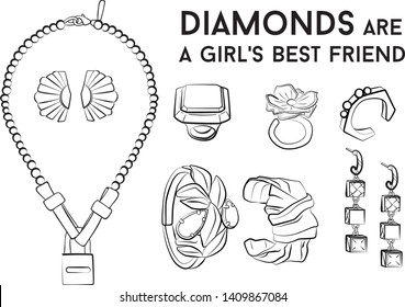 jewelry set Fashion vector illustration vector  object isolated ring earrings necklace bracelet