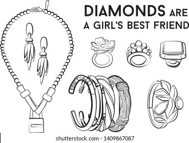 jewelry set Fashion vector illustration vector  object isolated ring earrings necklace bracelet