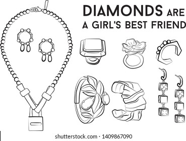 jewelry set Fashion vector illustration vector  object isolated ring earrings necklace bracelet