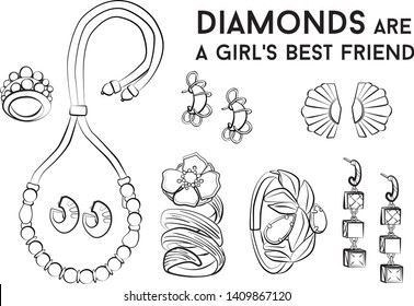 jewelry set Fashion vector illustration vector  object isolated ring earrings necklace bracelet