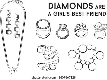 jewelry set Fashion vector illustration vector  object isolated ring earrings necklace bracelet