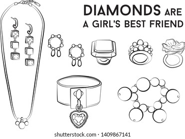 jewelry set Fashion vector illustration vector  object isolated ring earrings necklace bracelet