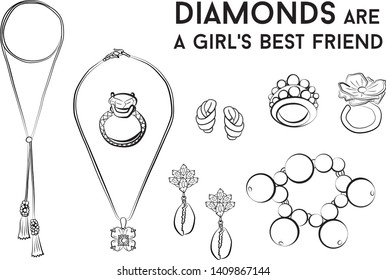 jewelry set Fashion vector illustration vector  object isolated ring earrings necklace bracelet