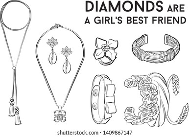 jewelry set Fashion vector illustration vector  object isolated ring earrings necklace bracelet