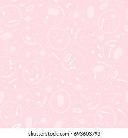 Jewelry, set, luxury collection, seamless pattern. Vector design isolated illustration. White images, pink background.