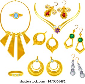 Jewelry sets. Vector illustration on white background.