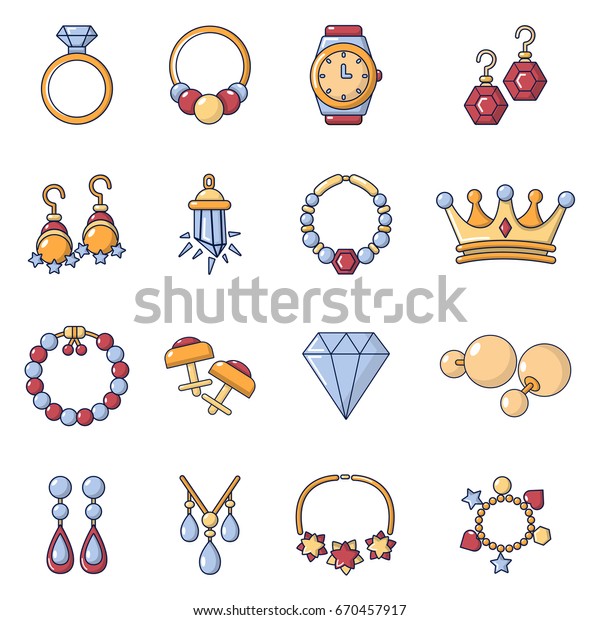 Jewelry Shop Icons Set Cartoon Illustration Stock Vector (Royalty Free ...