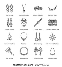 Jewelry Shop Outline Icons - Stroked, Vectors