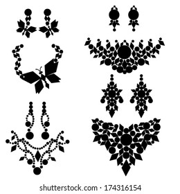 jewelry silhouettes: necklace earrings