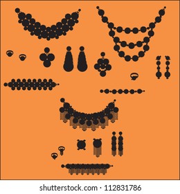 jewelry silhouettes: necklace ring earrings brooch and bracelets