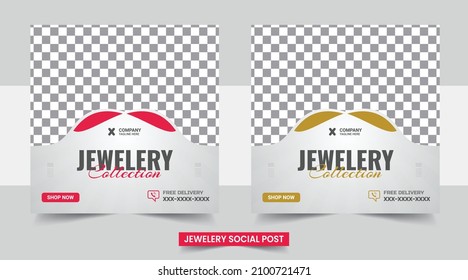 Jewelry social media post or web banner design template