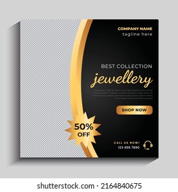 Jewelry Social Media Post, Web Banner Or Square Flyer Design Template