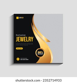 Jewelry social media post and web banner template