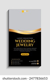 Jewelry social media story or web banner template