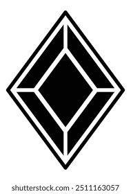 Forma de diamante de pedra de joia, inserção de joias feita de pedra preciosa - imagem de silhueta de vetor para logotipo ou pictograma. Cristal Facetado para joias.