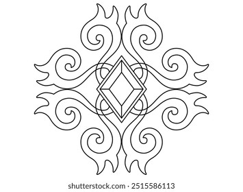 Jewelry stone, jewelry insert from a gemstone in an elegant frame - vector linear picture for coloring, logo or pictogram. Outline. Faceted Crystal for jewelry.