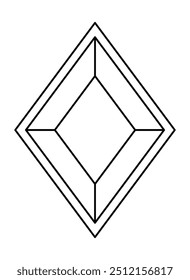 Piedra de joyería, inserto de joyería de una piedra preciosa - imagen lineal de Vector para colorear, logotipo o pictograma. Esquema. Cristal facetado para joyería.