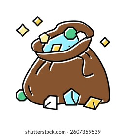 jewelry stones bag for find in phone game app color icon vector. jewelry stones bag for find in phone game app sign. isolated symbol illustration