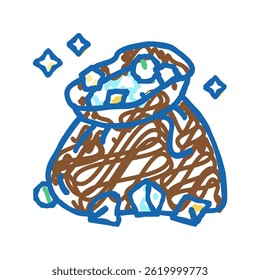 jewelry stones bag for find in phone game app doodle icon sketch vector. jewelry stones bag for find in phone game app sign. isolated symbol illustration