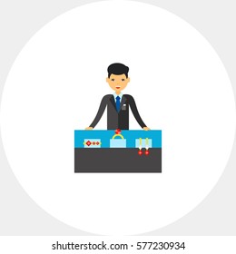 Jewelry Store with Assistant and Counter Icon