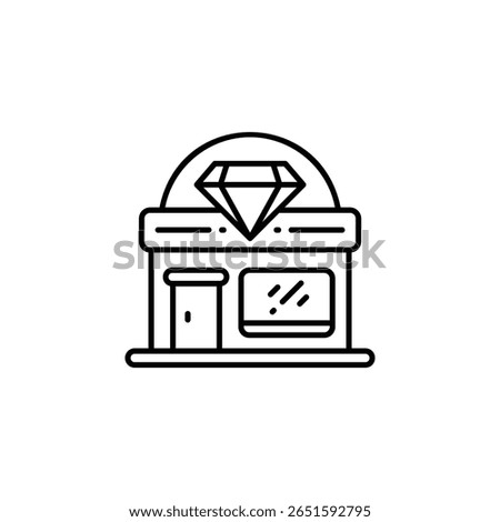 Jewelry store building vector icon. Jewelry icon line style. perfect use for logo, presentation, website, and more. modern icon design outline style