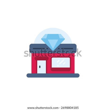 Jewelry store building vector icon. Jewelry icon flat style. perfect use for logo, presentation, website, and more. modern icon design color style