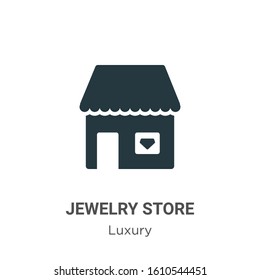 Guarda de joyas de glifo vector en fondo blanco. Símbolo de icono de la tienda de joyería de vectores planos de la colección moderna de lujo para concepto móvil y diseño de aplicaciones web.