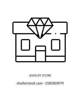 Jewelry Store Icon. Linear Style Sign Isolated On White Background. Vector Illustration