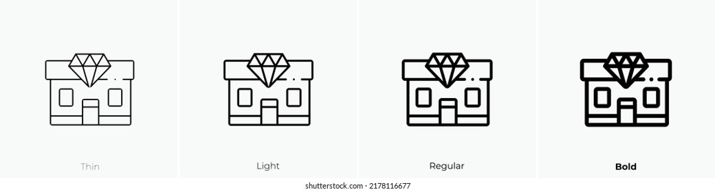 jewelry store icon. Thin, Light Regular And Bold style design isolated on white background