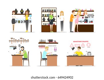 Jewelry store interior set.