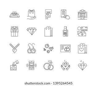 Jewelry store line icons, signs, vector set, outline illustration concept 