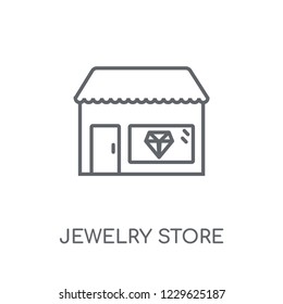 Jewelry store linear icon. Modern outline Jewelry store logo concept on white background from Luxury collection. Suitable for use on web apps, mobile apps and print media.