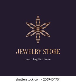 Jewelry store logo concept. Flowers boutique logo. Vector emblem. Elegant, floral elements.