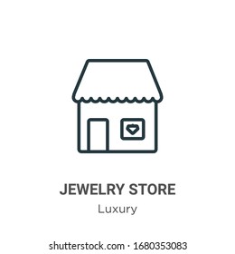 Jewelry store outline vector icon. Thin line black jewelry store icon, flat vector simple element illustration from editable luxury concept isolated stroke on white background