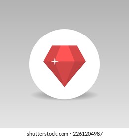 Jewelry store. Red diamond vector round icon