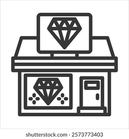 Jewelry Stores Outline Icon Vector Illustration