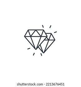 iconos de la línea delgada de joyería. Ilustración vectorial aislada en blanco. Trazo editable.